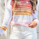  Poppy Stripe Long Sleeve Round Neck Sweater