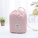 Pink Stripe Portable Cosmetic Bags