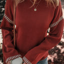 Red Dahlia Large Presley Contrast Crew Neck Sweater