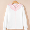 White Large Promise Color Block Loose Long Sleeve Top