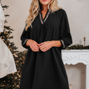 Black XL Quincy Sleeve Shift Mini Dress