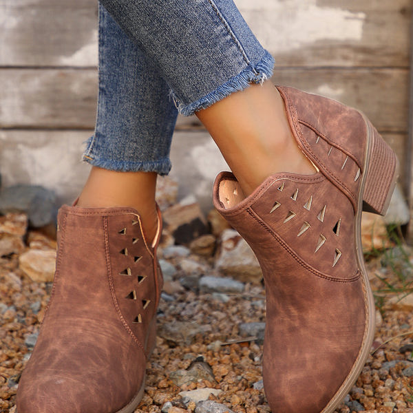Quinn Cut Out Suede Ankle Boots