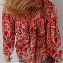  Quinn Paisley Tassel Tie Puff Sleeve Boho Blouse