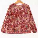  Quinn Paisley Tassel Tie Puff Sleeve Boho Blouse