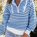  Quinn Stripe Zip Up Collar Sweater