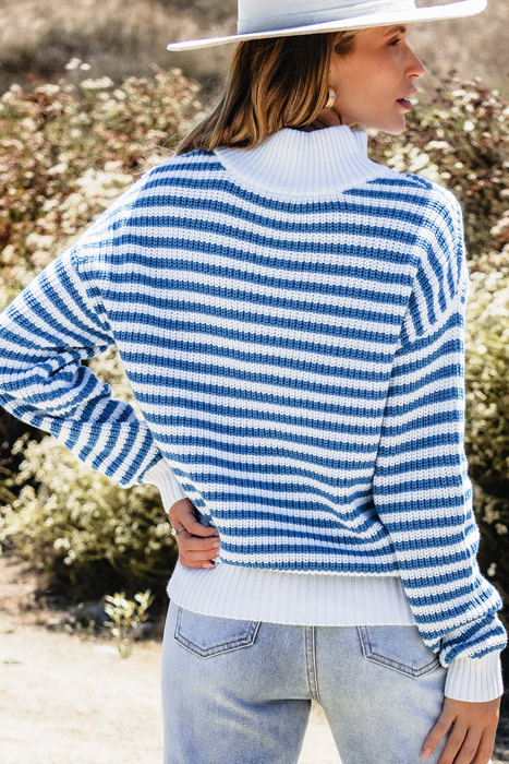 Quinn Stripe Zip Up Collar Sweater