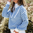  Quinn Stripe Zip Up Collar Sweater