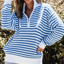  Quinn Stripe Zip Up Collar Sweater