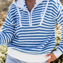  Quinn Stripe Zip Up Collar Sweater