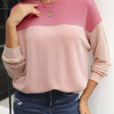  Rachel Block Long Sleeve Ribbed Loose Top