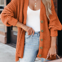 Gold Flame Medium Rachel Front Chunky Cardigan Sweater