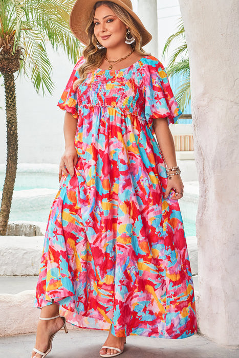 Rachel Plus Size Puff Sleeve Square Neck Dress