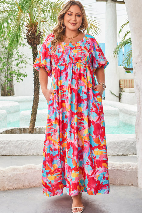 Rachel Plus Size Puff Sleeve Square Neck Dress