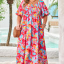  Rachel Plus Size Puff Sleeve Square Neck Dress