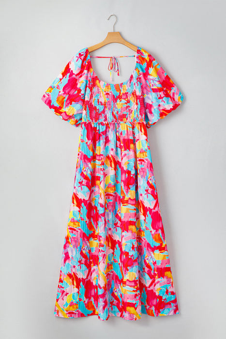 Rachel Plus Size Puff Sleeve Square Neck Dress
