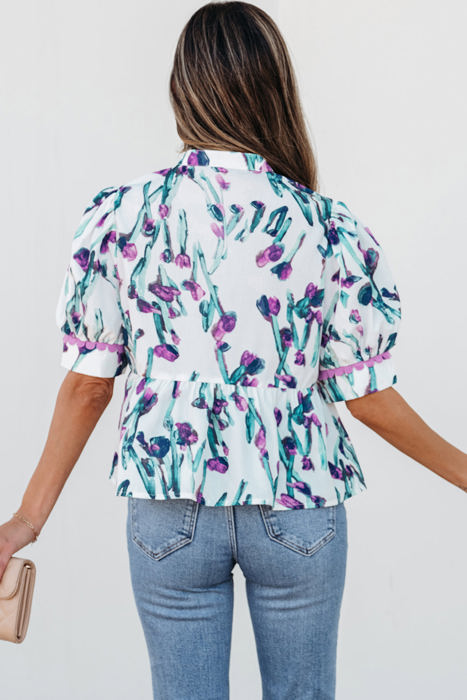 Raelyn Floral Ricrac Trim Top