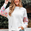 White Small Raelynn Floral Patchwork Casual Sweatshirt