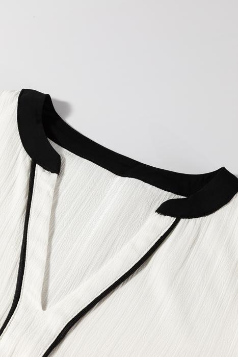 Ramila Textured Colorblock Elegant Blouse