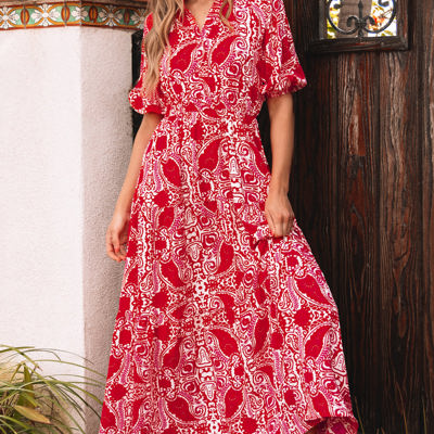Raquel Paisley Side Slit Maxi Dress
