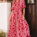 Red XL Raquel Paisley Side Slit Maxi Dress