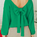  Raven Backless Bubble Sleeve Sweater