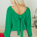 Bright Green Small Raven Backless Bubble Sleeve Sweater
