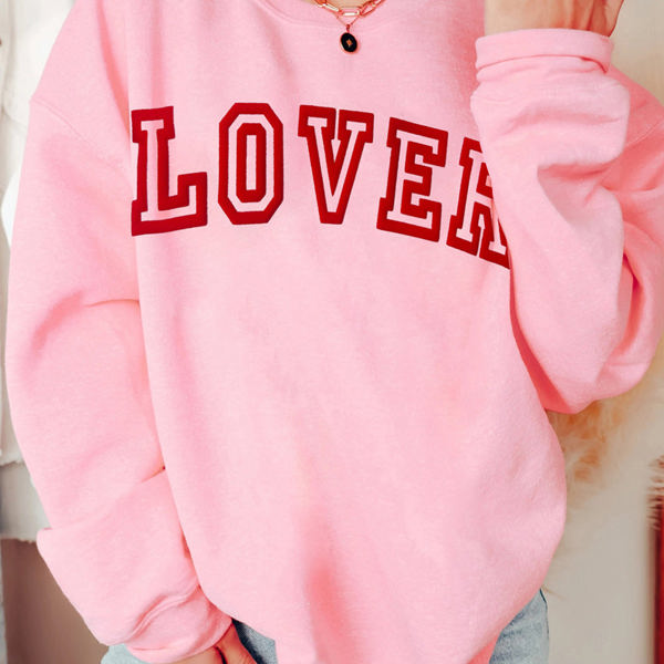 Raya LOVER Puff Print Drop Shoulder Pullover Sweatshirt