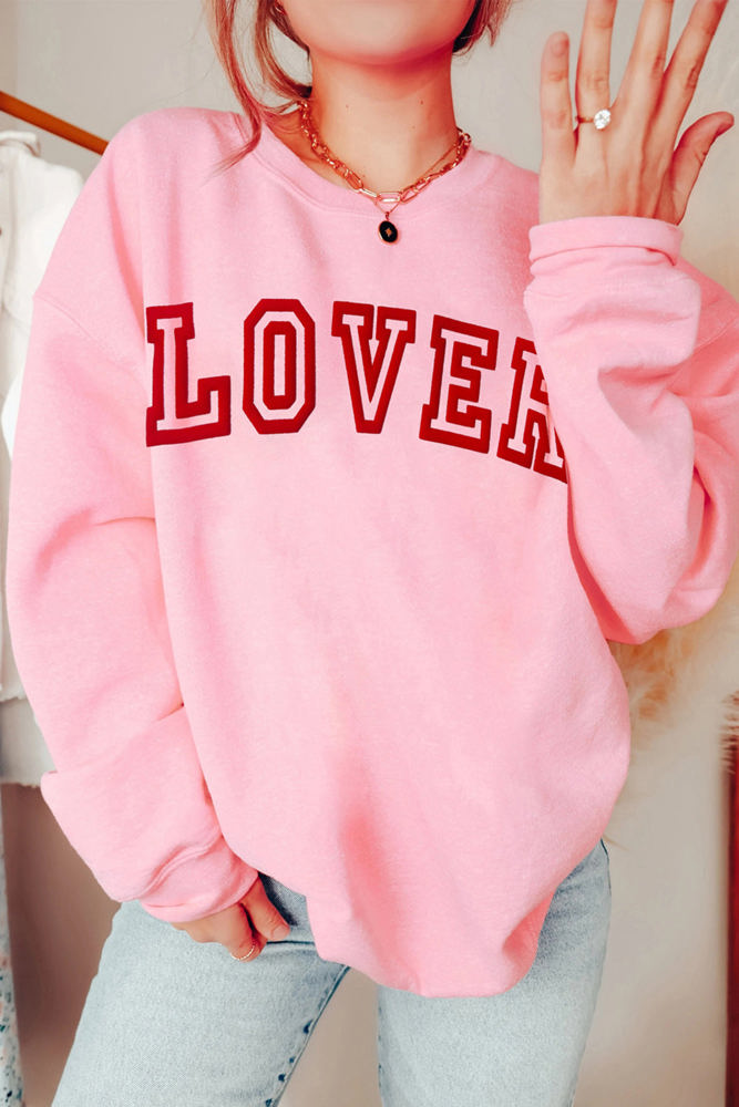 Raya LOVER Puff Print Drop Shoulder Pullover Sweatshirt