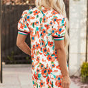  Rayne Floral Split Neck Puff Short Sleeve Tiered Dress