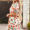  Rayne Floral Split Neck Puff Short Sleeve Tiered Dress