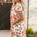  Rayne Floral Split Neck Puff Short Sleeve Tiered Dress