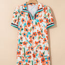  Rayne Floral Split Neck Puff Short Sleeve Tiered Dress