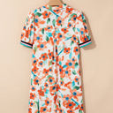  Rayne Floral Split Neck Puff Short Sleeve Tiered Dress