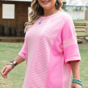  Reagan Plus Size Stripe Patchwork Top