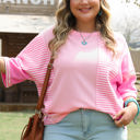 Reagan Plus Size Stripe Patchwork Top