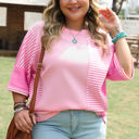  Reagan Plus Size Stripe Patchwork Top