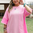  Reagan Plus Size Stripe Patchwork Top