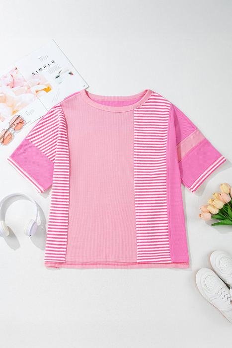 Reagan Plus Size Stripe Patchwork Top