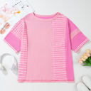  Reagan Plus Size Stripe Patchwork Top