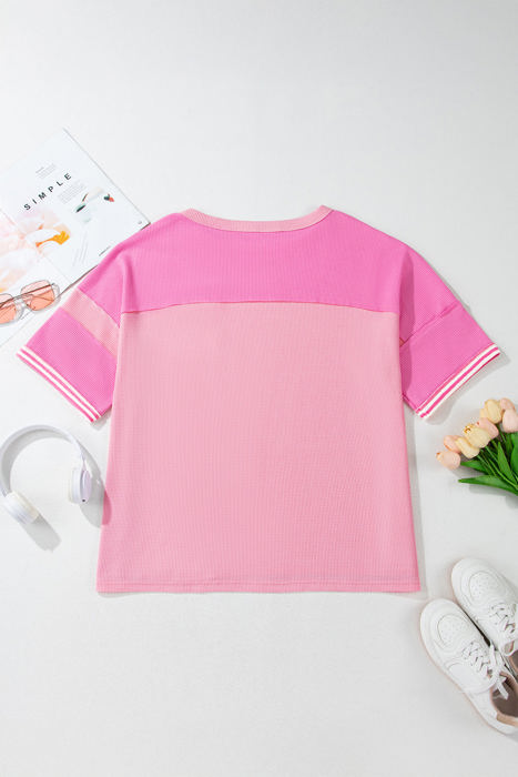 Reagan Plus Size Stripe Patchwork Top