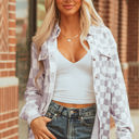  Rebecca Checkerboard Flap Pocket Button Front Shacket
