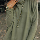 Green Medium Rebecca Cowl Neck Shift Tunic Top