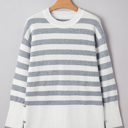 Gray Stripe Large Rebecca Drop Shoulder Tunic Sweater