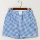 Blue XL Gingham High Waist Shorts