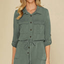  Reese Roll up Sleeve Flap Pockets Drawstring Romper