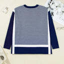 Blue Stripe Small Reese Stripe Dolman Oversize Tunic Sweater