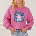  Regina Chic Tiger Embroidered Casual Sweatshirt