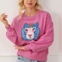  Regina Chic Tiger Embroidered Casual Sweatshirt