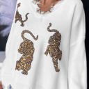 White Medium Reign Frayed Sequin Tiger Sweater