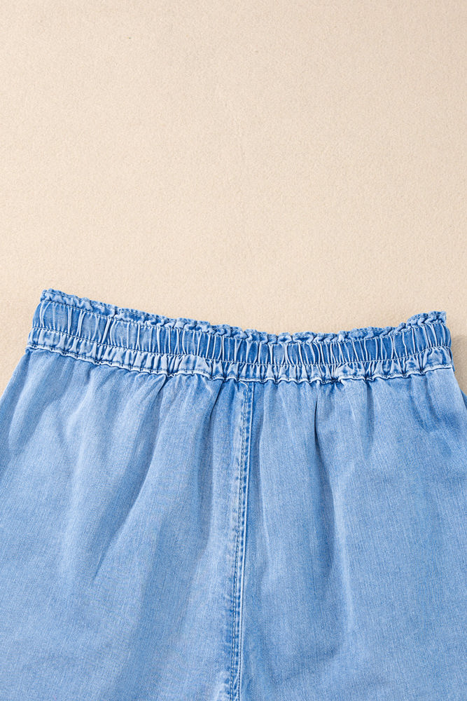 Reina Casual Chambray Drawstring Shorts